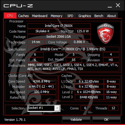MSI X299 XPower Gaming CPU Z 1
